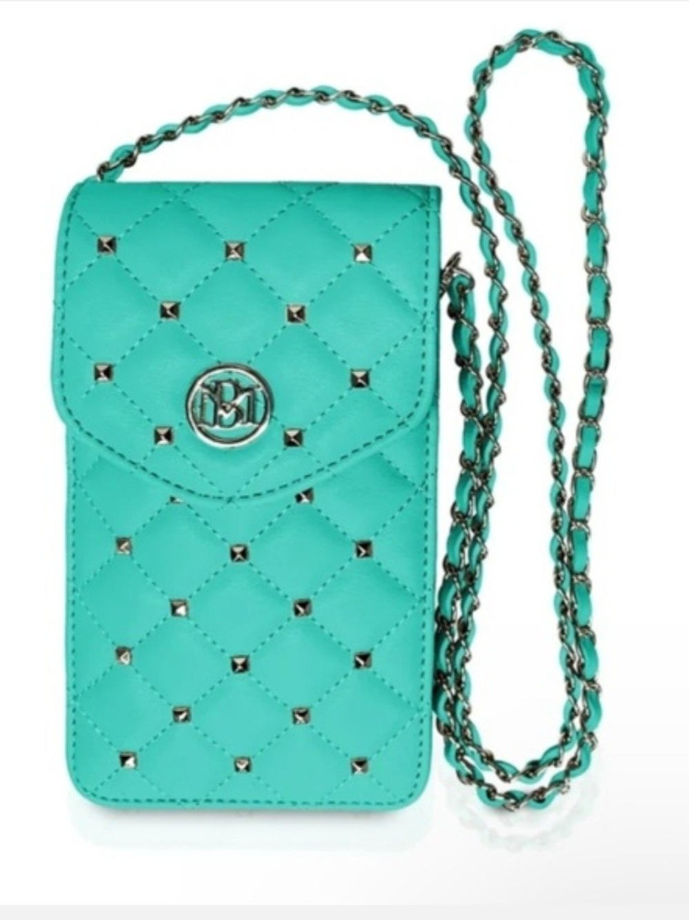 Quilted Turquoise Crossbody Phone Bag with Chain Strap